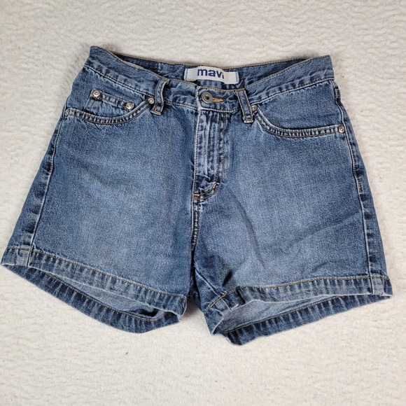 Mavi Pants - Mavi Aimee Shorts Womens 27 Blue Denim High Rise 163 Camp Short Zip Fly